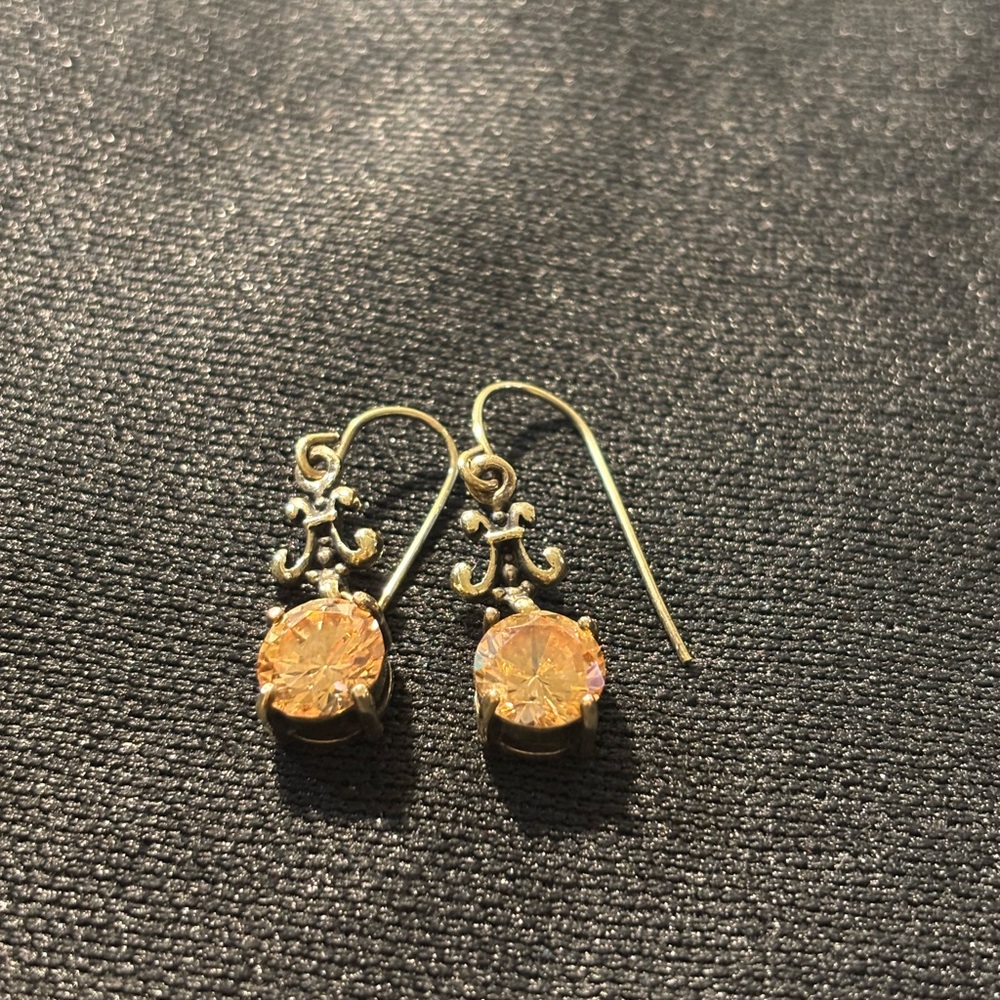 Elegant Silver Drop Earrings with Citrine Stones